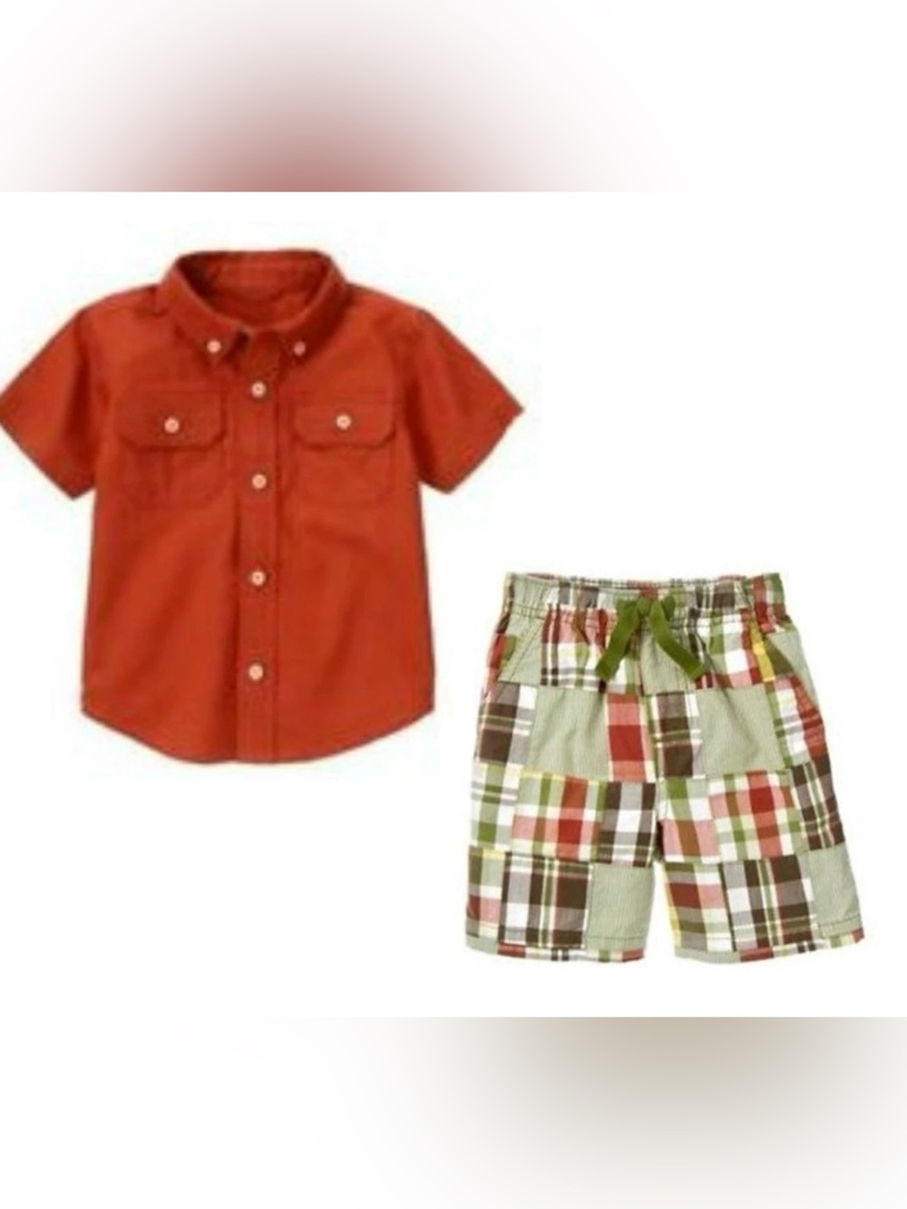 NWT Gymboree Boys Outback Adventure Short Sleeve Button Shirt & Patchwork Shorts